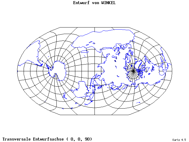 Winkel's Projection - 0°E, 0°N, 90° - standard