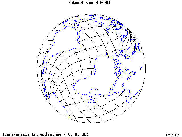 Wiechel's Projection - 0°E, 0°N, 90° - standard