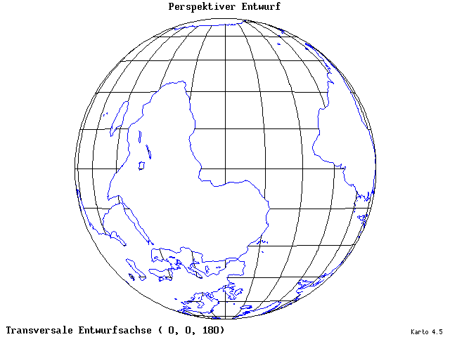 Perspective Projection - 0°E, 0°N, 180° - standard