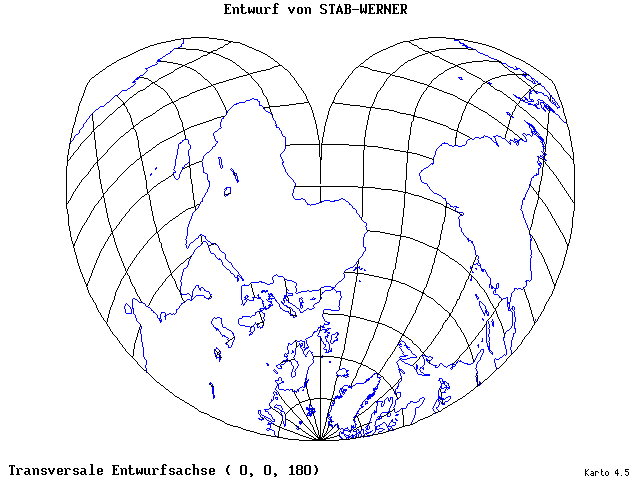 Stab-Werner Projection - 0°E, 0°N, 180° - standard