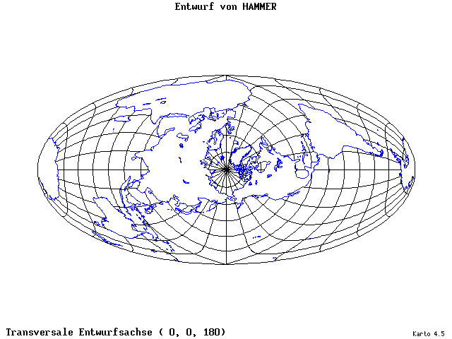 Hammer's Projection - 0°E, 0°N, 180° - standard