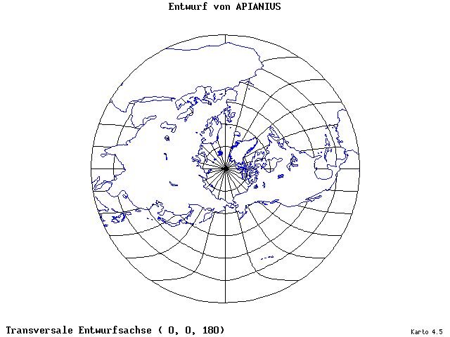 Apianius' Projection - 0°E, 0°N, 180° - standard
