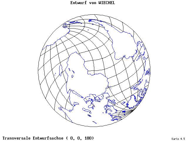 Wiechel's Projection - 0°E, 0°N, 180° - standard