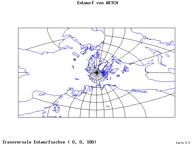 Wetch's Projection - 0°E, 0°N, 180° - standard