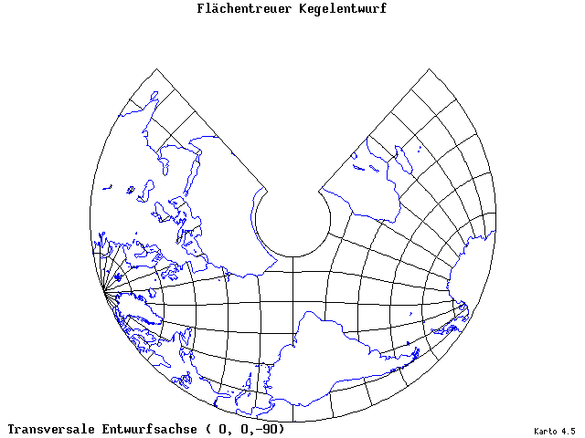 Conical Equal-Area Projection - 0°E, 0°N, 270° - standard