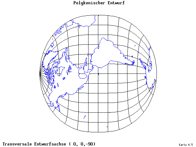 Polyconic Projection - 0°E, 0°N, 270° - standard