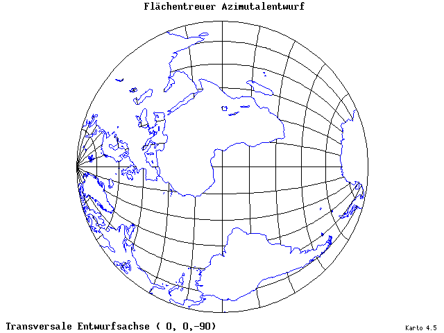 Azimuthal Equal-Area Projection - 0°E, 0°N, 270° - standard