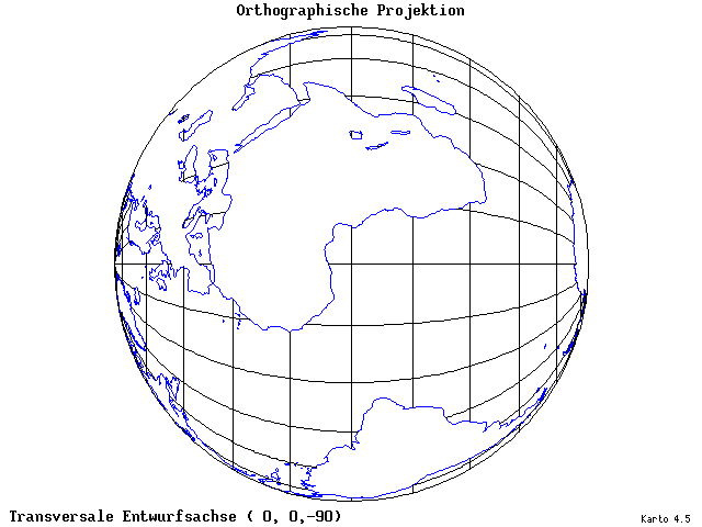 Orthographic Projection - 0°E, 0°N, 270° - standard