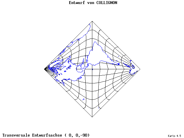 Collignon's Projection - 0°E, 0°N, 270° - standard