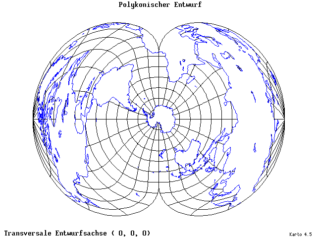 Polyconic Projection - 0°E, 0°N, 0° - wide