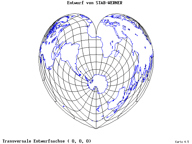 Stab-Werner Projection - 0°E, 0°N, 0° - wide