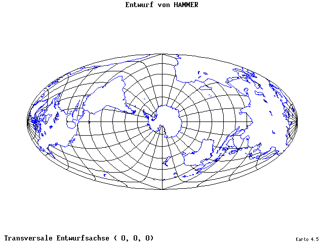 Hammer's Projection - 0°E, 0°N, 0° - wide