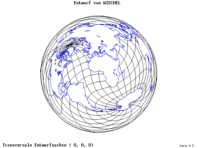 Wiechel's Projection - 0°E, 0°N, 0° - wide