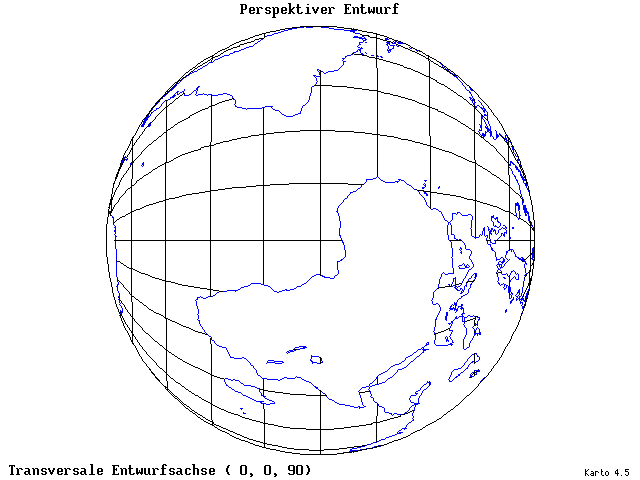 Perspective Projection - 0°E, 0°N, 90° - wide