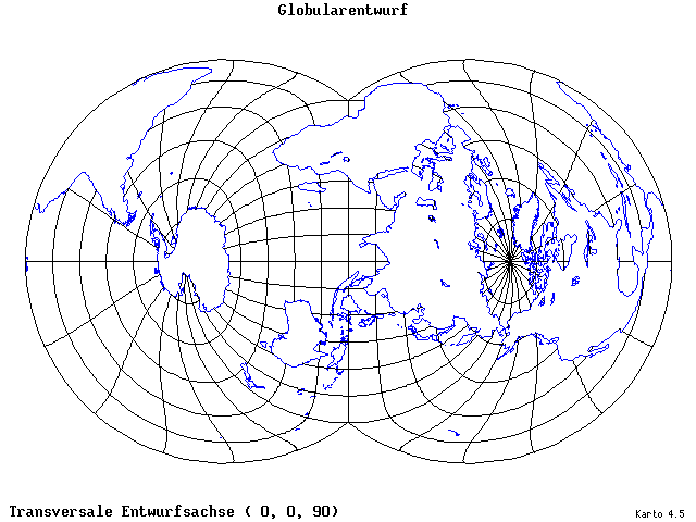 Globular Projection - 0°E, 0°N, 90° - wide