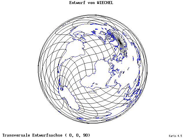 Wiechel's Projection - 0°E, 0°N, 90° - wide