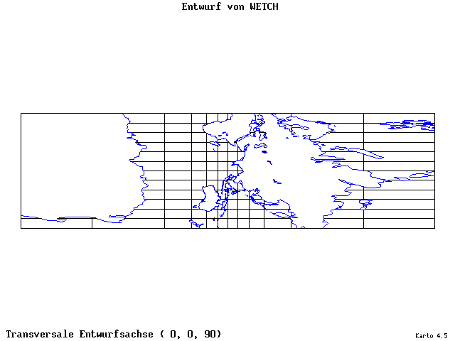 Wetch's Projection - 0°E, 0°N, 90° - wide