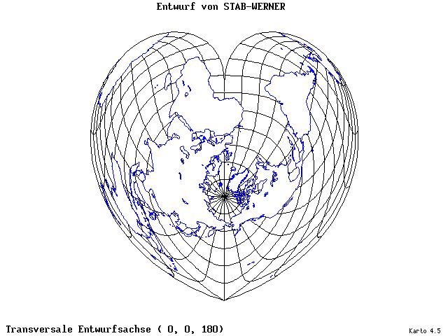 Stab-Werner Projection - 0°E, 0°N, 180° - wide