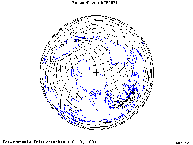 Wiechel's Projection - 0°E, 0°N, 180° - wide