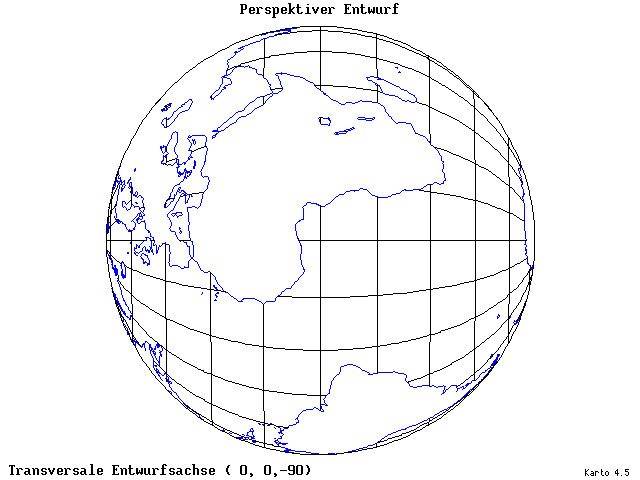 Perspective Projection - 0°E, 0°N, 270° - wide