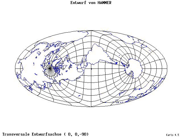 Hammer's Projection - 0°E, 0°N, 270° - wide