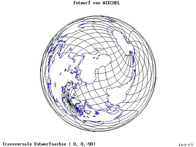 Wiechel's Projection - 0°E, 0°N, 270° - wide