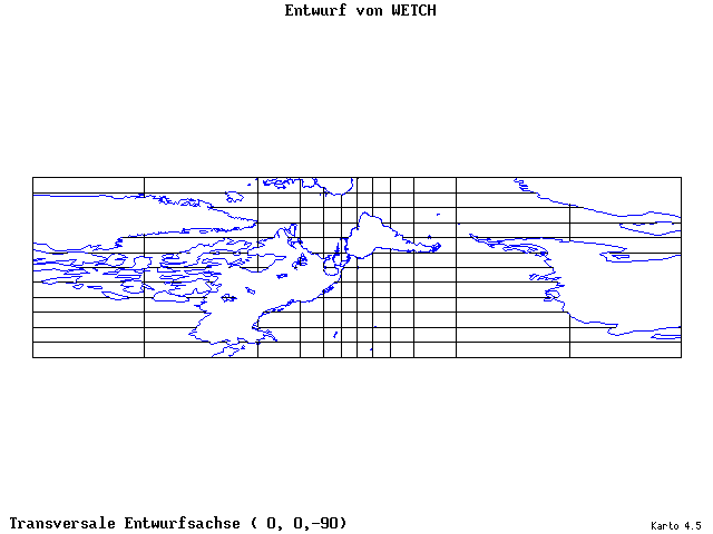 Wetch's Projection - 0°E, 0°N, 270° - wide