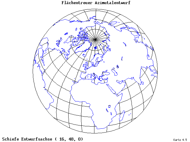 Azimuthal Equal-Area Projection - 16°E, 48°N, 0° - standard