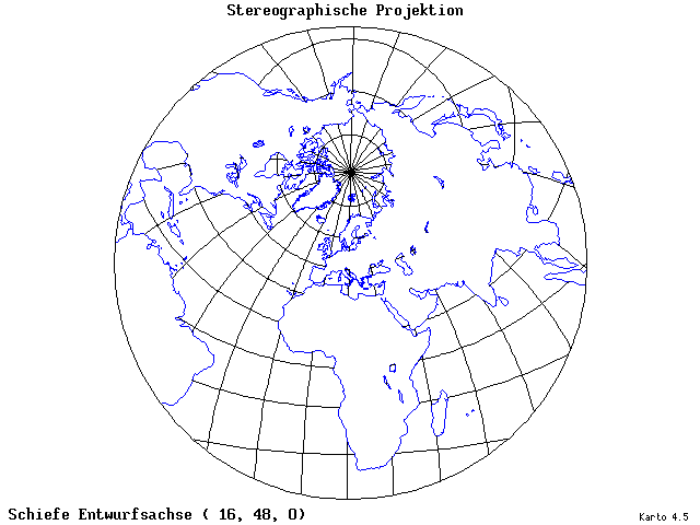 Stereographic Projection - 16°E, 48°N, 0° - standard