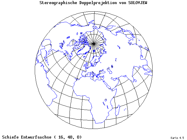Solovjev's Double-Stereographic Projection - 16°E, 48°N, 0° - standard