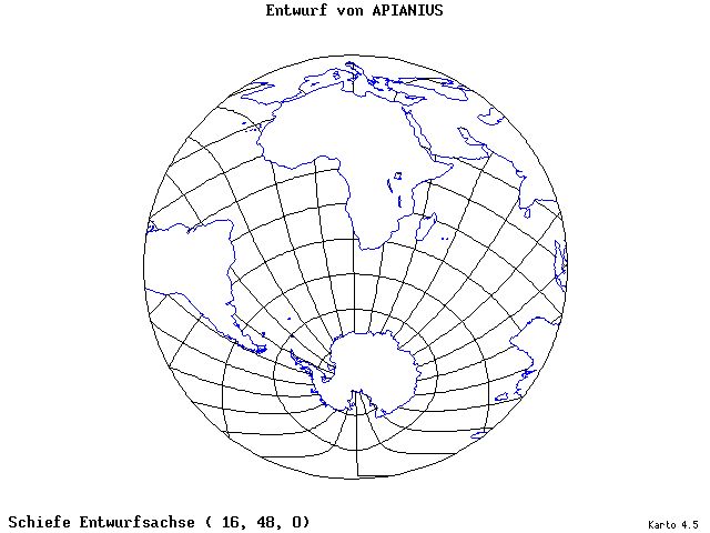 Apianius' Projection - 16°E, 48°N, 0° - standard