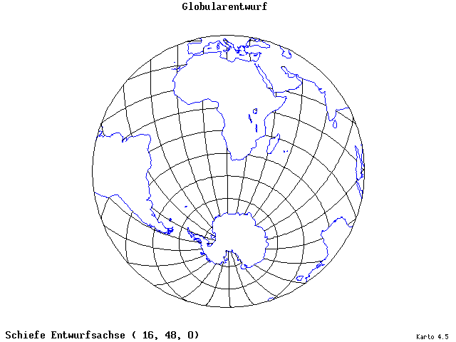 Globular Projection - 16°E, 48°N, 0° - standard