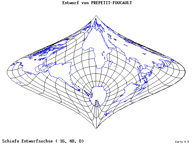 Prepetit-Foucault Projection - 16°E, 48°N, 0° - standard