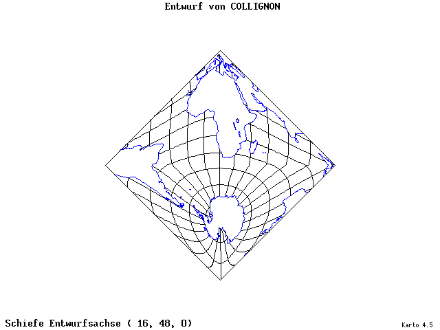 Collignon's Projection - 16°E, 48°N, 0° - standard