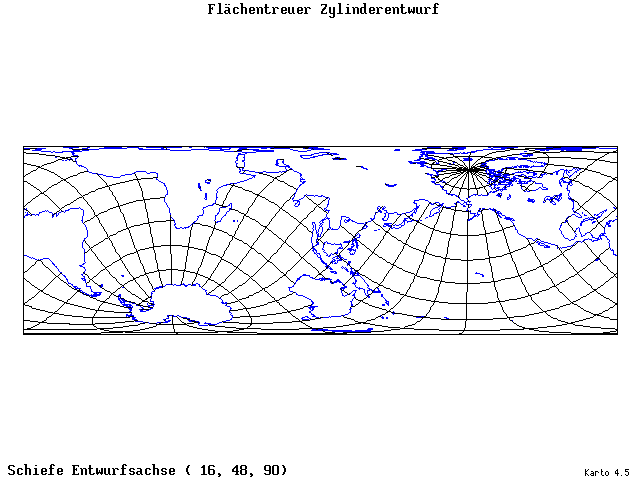 Cylindrical Equal-Area Projection - 16°E, 48°N, 90° - standard