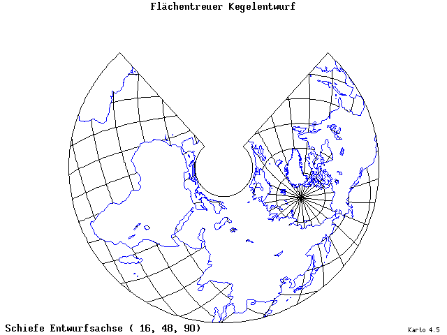 Conical Equal-Area Projection - 16°E, 48°N, 90° - standard