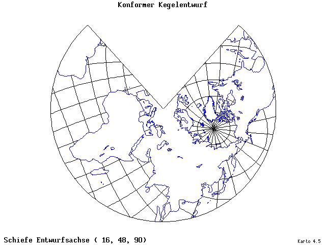 Conical Conformal Projection - 16°E, 48°N, 90° - standard