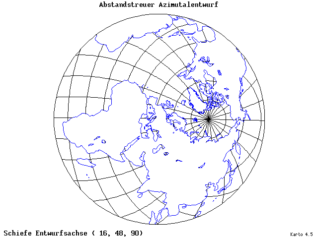 Azimuthal Equidistant Projection - 16°E, 48°N, 90° - standard