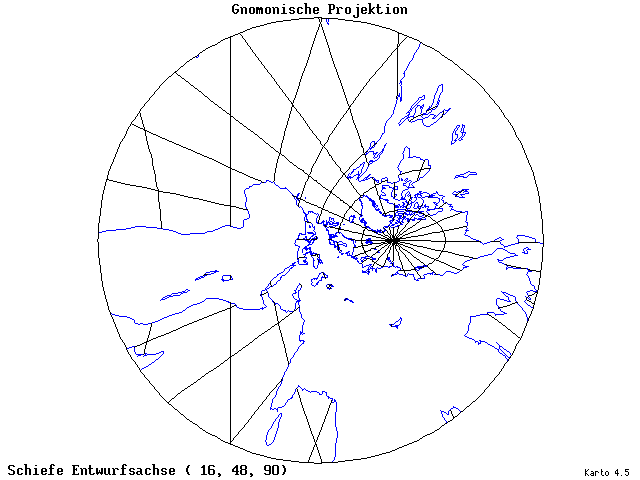 Gnomonic Projection - 16°E, 48°N, 90° - standard