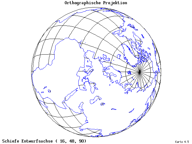 Orthographic Projection - 16°E, 48°N, 90° - standard