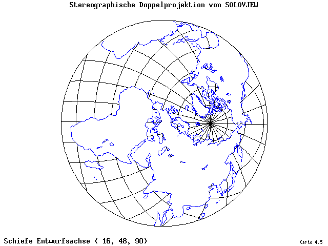 Solovjev's Double-Stereographic Projection - 16°E, 48°N, 90° - standard