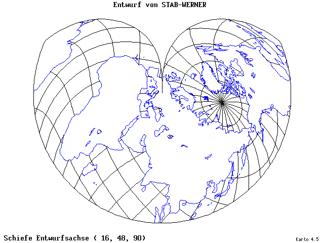Stab-Werner Projection - 16°E, 48°N, 90° - standard