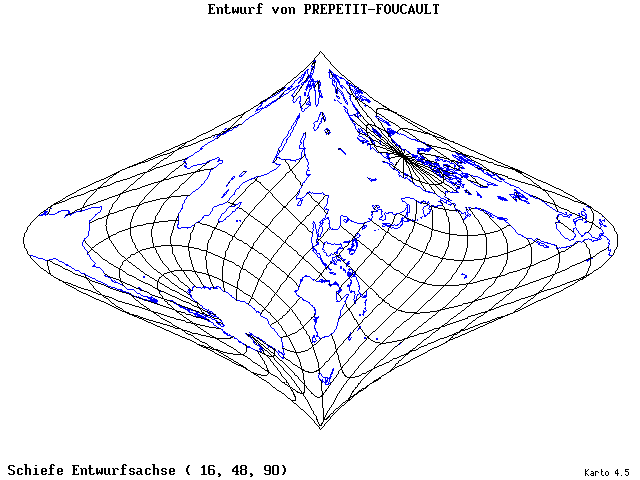 Prepetit-Foucault Projection - 16°E, 48°N, 90° - standard