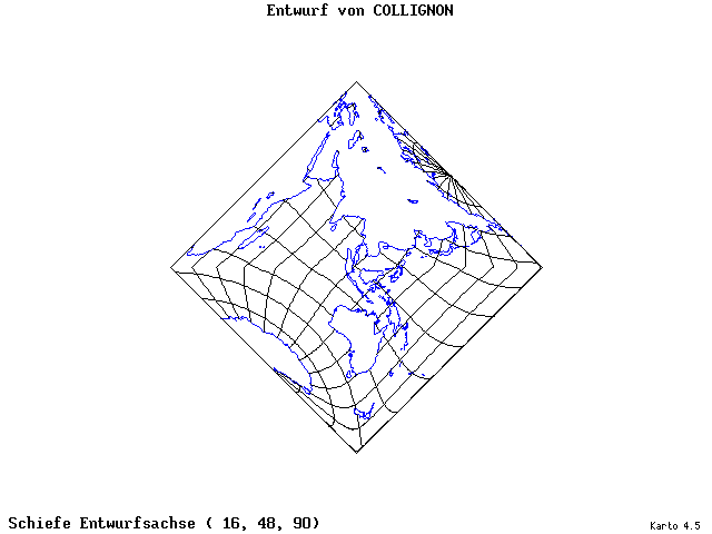 Collignon's Projection - 16°E, 48°N, 90° - standard