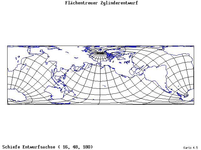 Cylindrical Equal-Area Projection - 16°E, 48°N, 180° - standard