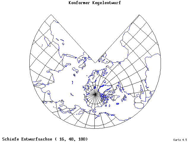 Conical Conformal Projection - 16°E, 48°N, 180° - standard