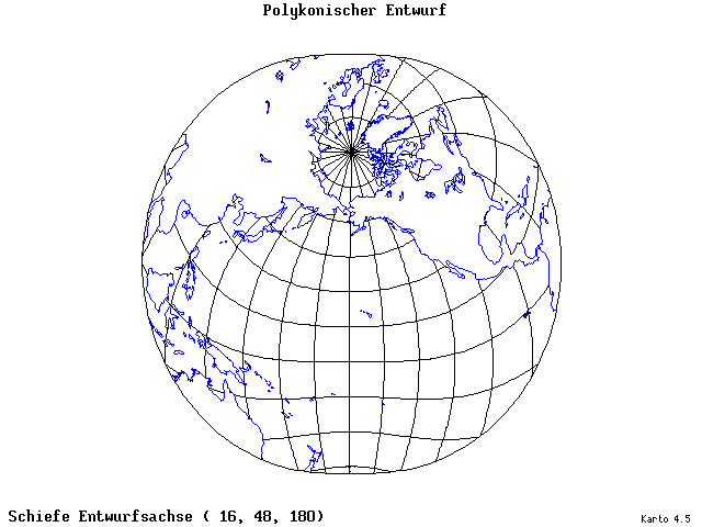 Polyconic Projection - 16°E, 48°N, 180° - standard