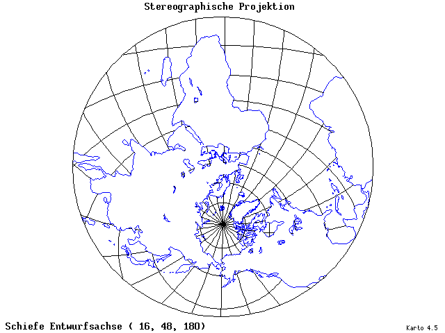 Stereographic Projection - 16°E, 48°N, 180° - standard