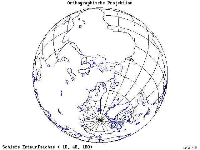 Orthographic Projection - 16°E, 48°N, 180° - standard