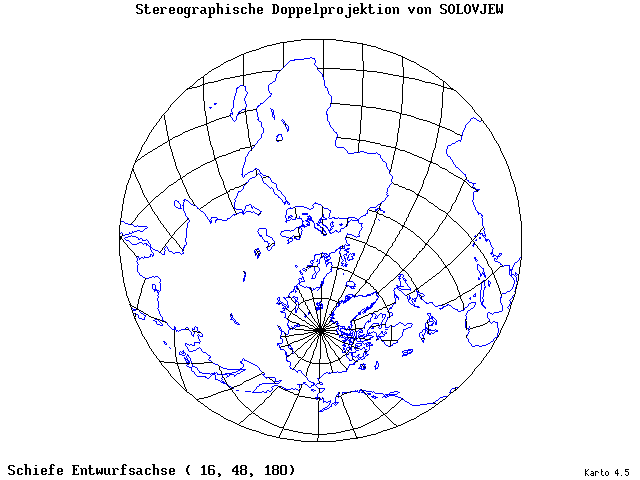 Solovjev's Double-Stereographic Projection - 16°E, 48°N, 180° - standard